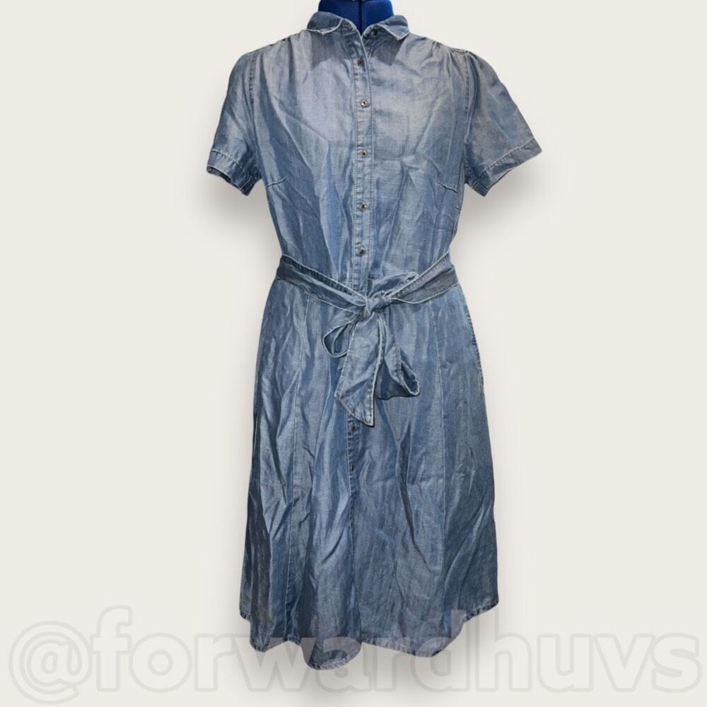 ESprit Light Weight Blue Button Down Dress Size 10